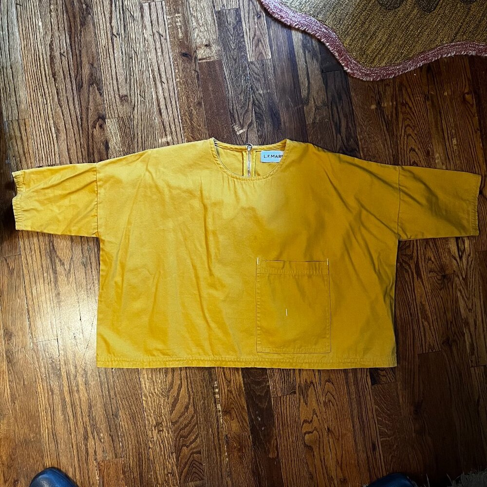 L.F. Markey Mustard Utility Boxy Shirt OS GUC 100% Cotton